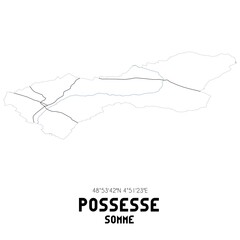 POSSESSE Somme. Minimalistic street map with black and white lines.