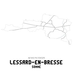 LESSARD-EN-BRESSE Somme. Minimalistic street map with black and white lines.