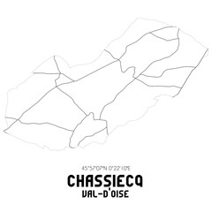 CHASSIECQ Val-d'Oise. Minimalistic street map with black and white lines.