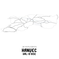 HANVEC Val-d'Oise. Minimalistic street map with black and white lines.