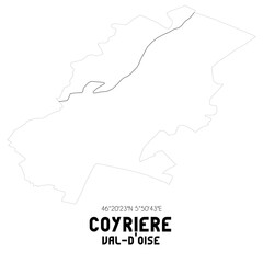 COYRIERE Val-d'Oise. Minimalistic street map with black and white lines.
