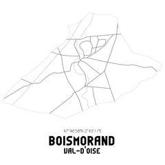 BOISMORAND Val-d'Oise. Minimalistic street map with black and white lines.