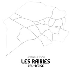 LES RAIRIES Val-d'Oise. Minimalistic street map with black and white lines.