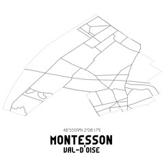 MONTESSON Val-d'Oise. Minimalistic street map with black and white lines.