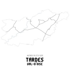 TARDES Val-d'Oise. Minimalistic street map with black and white lines.