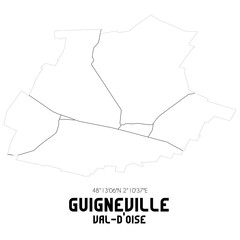 GUIGNEVILLE Val-d'Oise. Minimalistic street map with black and white lines.