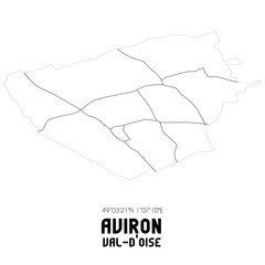 AVIRON Val-d'Oise. Minimalistic street map with black and white lines.