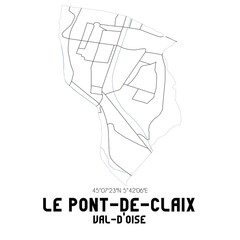 LE PONT-DE-CLAIX Val-d'Oise. Minimalistic street map with black and white lines.