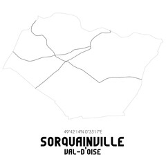SORQUAINVILLE Val-d'Oise. Minimalistic street map with black and white lines.