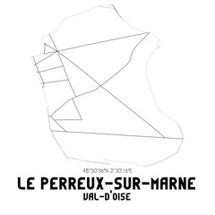 LE PERREUX-SUR-MARNE Val-d'Oise. Minimalistic street map with black and white lines.