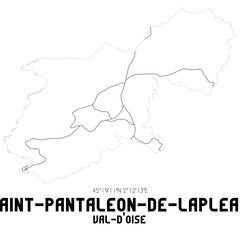 SAINT-PANTALEON-DE-LAPLEAU Val-d'Oise. Minimalistic street map with black and white lines.
