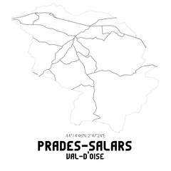 PRADES-SALARS Val-d'Oise. Minimalistic street map with black and white lines.
