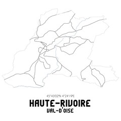 HAUTE-RIVOIRE Val-d'Oise. Minimalistic street map with black and white lines.