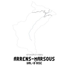 ARRENS-MARSOUS Val-d'Oise. Minimalistic street map with black and white lines.