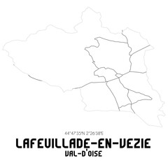 LAFEUILLADE-EN-VEZIE Val-d'Oise. Minimalistic street map with black and white lines.