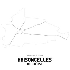 MAISONCELLES Val-d'Oise. Minimalistic street map with black and white lines.