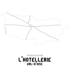 L'HOTELLERIE Val-d'Oise. Minimalistic street map with black and white lines.