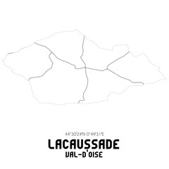 LACAUSSADE Val-d'Oise. Minimalistic street map with black and white lines.
