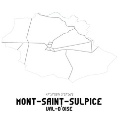 MONT-SAINT-SULPICE Val-d'Oise. Minimalistic street map with black and white lines.
