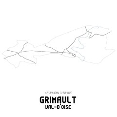 GRIMAULT Val-d'Oise. Minimalistic street map with black and white lines.