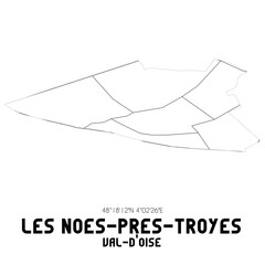 LES NOES-PRES-TROYES Val-d'Oise. Minimalistic street map with black and white lines.