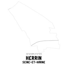 HERRIN Seine-et-Marne. Minimalistic street map with black and white lines.