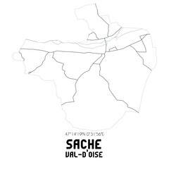SACHE Val-d'Oise. Minimalistic street map with black and white lines.