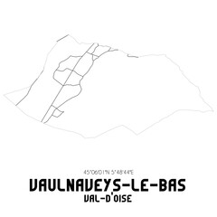 VAULNAVEYS-LE-BAS Val-d'Oise. Minimalistic street map with black and white lines.
