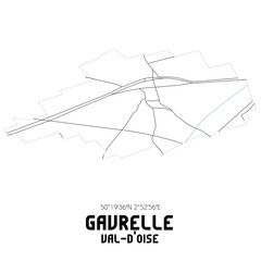 GAVRELLE Val-d'Oise. Minimalistic street map with black and white lines.