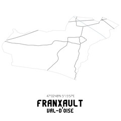 FRANXAULT Val-d'Oise. Minimalistic street map with black and white lines.