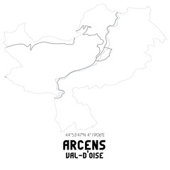 ARCENS Val-d'Oise. Minimalistic street map with black and white lines.