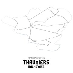 THAUMIERS Val-d'Oise. Minimalistic street map with black and white lines.