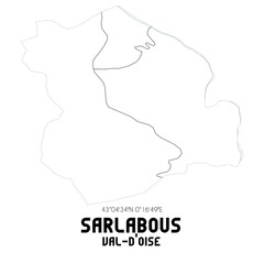 SARLABOUS Val-d'Oise. Minimalistic street map with black and white lines.