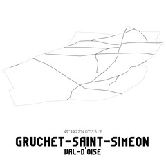 Obraz premium GRUCHET-SAINT-SIMEON Val-d'Oise. Minimalistic street map with black and white lines.
