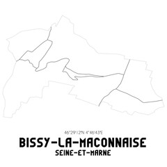 BISSY-LA-MACONNAISE Seine-et-Marne. Minimalistic street map with black and white lines.