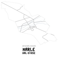 MARLE Val-d'Oise. Minimalistic street map with black and white lines.