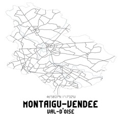 MONTAIGU-VENDEE Val-d'Oise. Minimalistic street map with black and white lines.