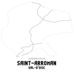 SAINT-ARROMAN Val-d'Oise. Minimalistic street map with black and white lines.