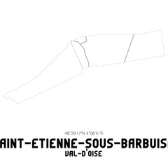 SAINT-ETIENNE-SOUS-BARBUISE Val-d'Oise. Minimalistic street map with black and white lines.
