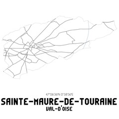 SAINTE-MAURE-DE-TOURAINE Val-d'Oise. Minimalistic street map with black and white lines.