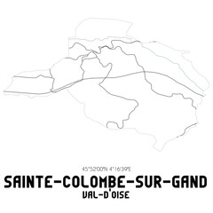 SAINTE-COLOMBE-SUR-GAND Val-d'Oise. Minimalistic street map with black and white lines.