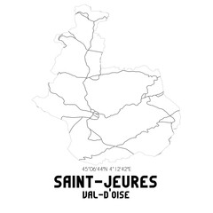 SAINT-JEURES Val-d'Oise. Minimalistic street map with black and white lines.