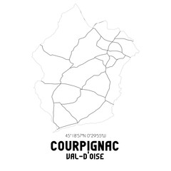 COURPIGNAC Val-d'Oise. Minimalistic street map with black and white lines.