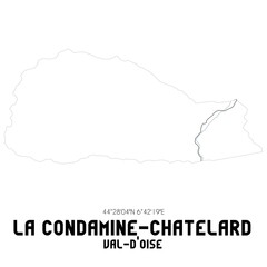 LA CONDAMINE-CHATELARD Val-d'Oise. Minimalistic street map with black and white lines.