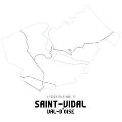 SAINT-VIDAL Val-d'Oise. Minimalistic street map with black and white lines.