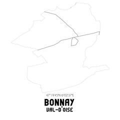 BONNAY Val-d'Oise. Minimalistic street map with black and white lines.
