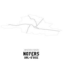 NOYERS Val-d'Oise. Minimalistic street map with black and white lines.