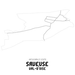 SAVEUSE Val-d'Oise. Minimalistic street map with black and white lines.
