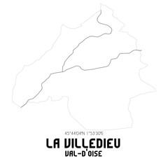 LA VILLEDIEU Val-d'Oise. Minimalistic street map with black and white lines.