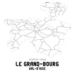 LE GRAND-BOURG Val-d'Oise. Minimalistic street map with black and white lines.